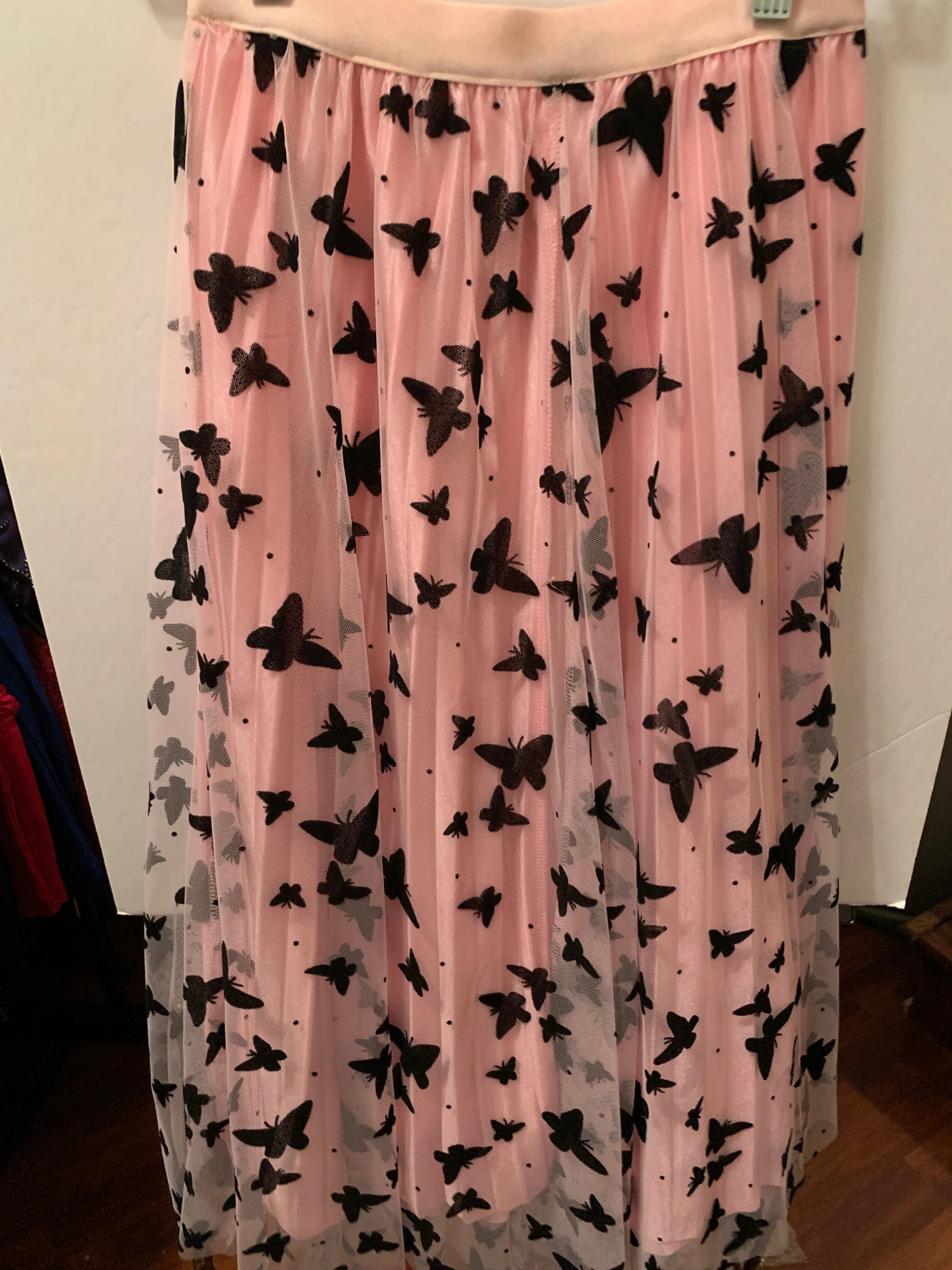 004 Pink Pleated Butterfly Skirt