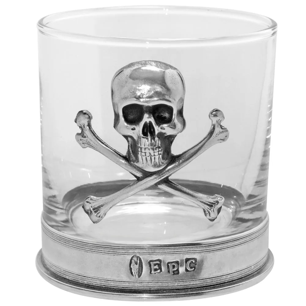 11oz Poison Skull and Cross Bones Pewter Rum or Whisky Glass Tumbler Set of 2