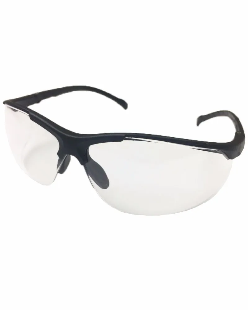 (12/Case) Venture 2 ANSI Z87 Black Frame Safety Glasses - Clear Lens