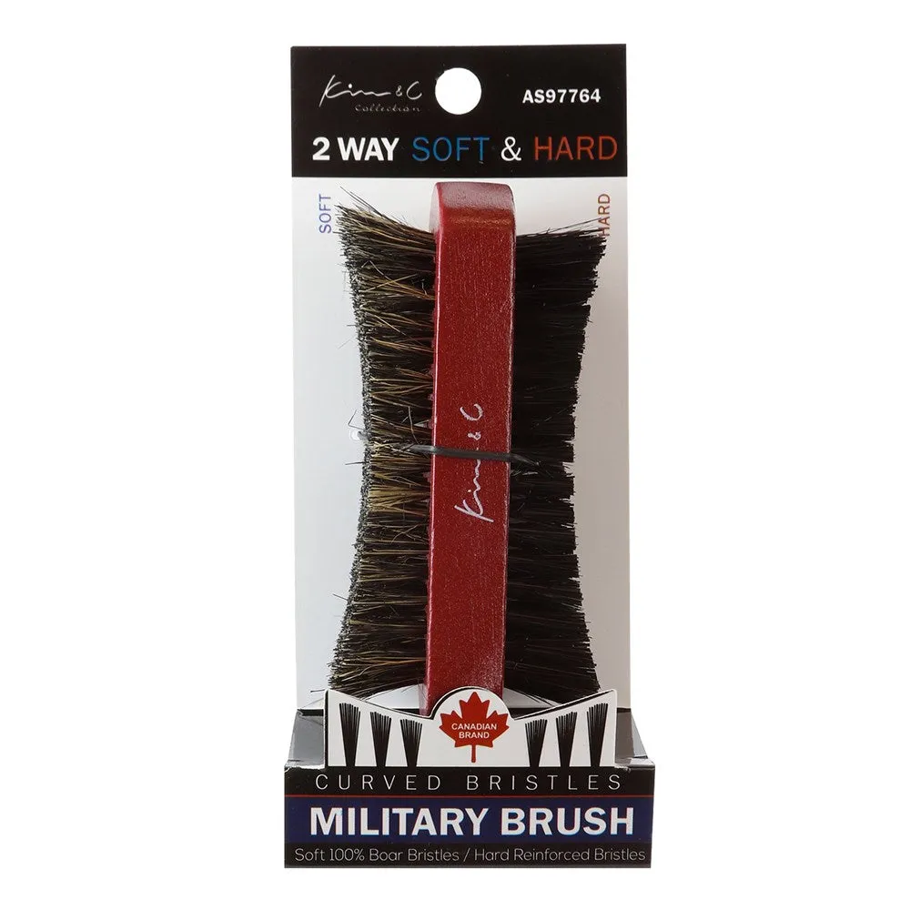 2 Way Soft & Hard Curved Bristle Brush Military Brush #97764