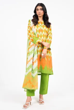 3 Piece Printed Khaddar Suit With Pashmina Dupatta