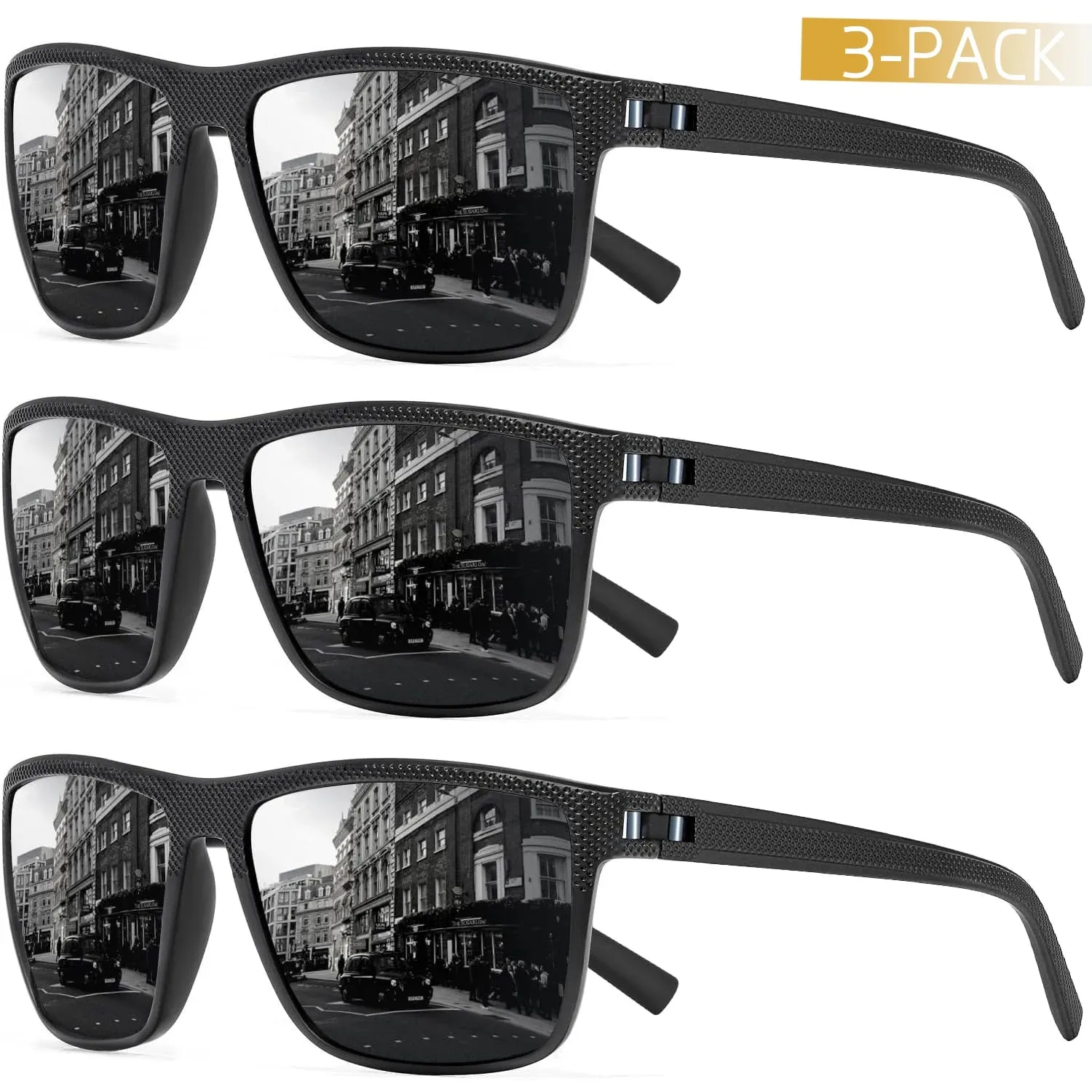 3PCS Square Polarized Sunglasses