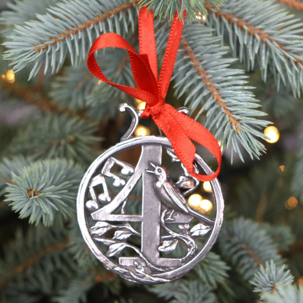 4th Day Of Christmas Tree Pewter Ornament Bauble Decoration