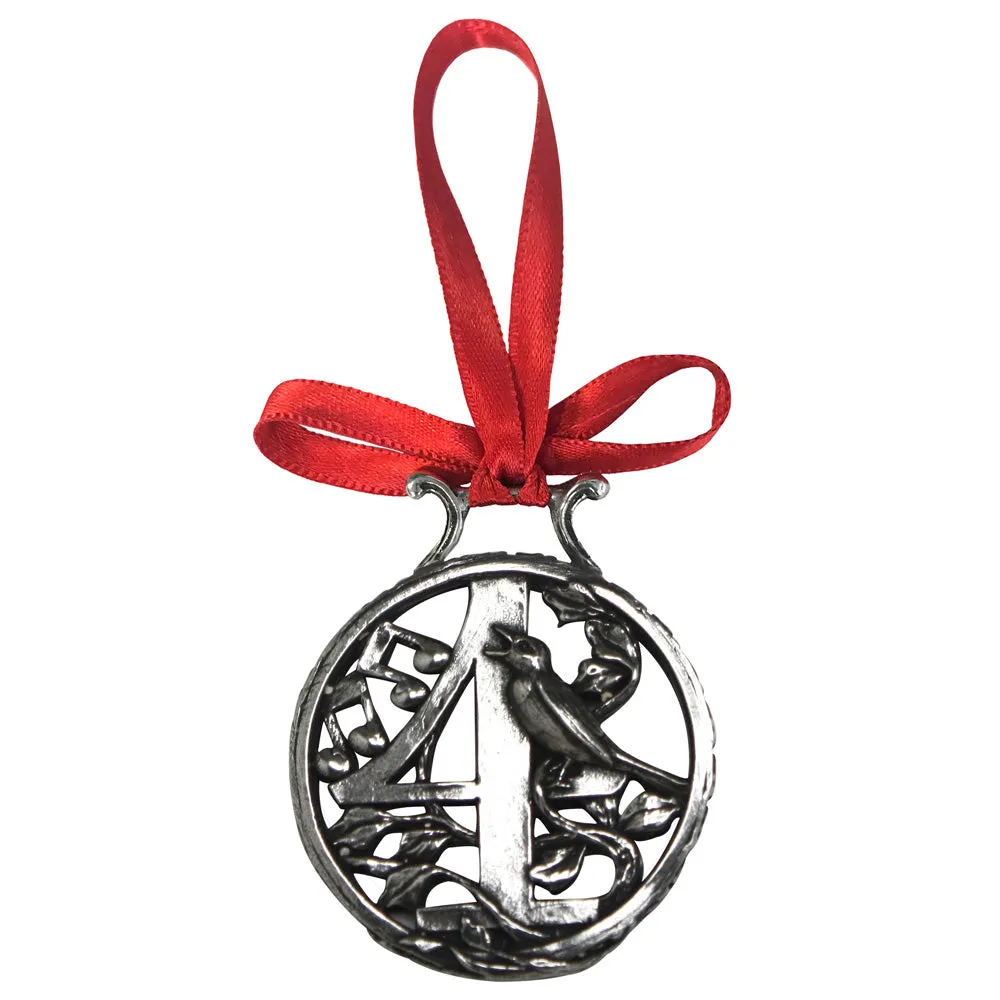 4th Day Of Christmas Tree Pewter Ornament Bauble Decoration