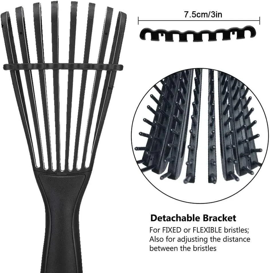 8 Row Detangling Hair Brush - Black