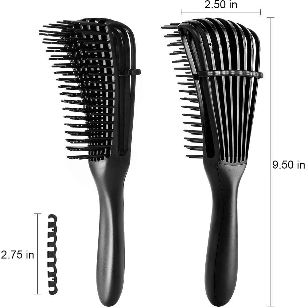 8 Row Detangling Hair Brush - Black