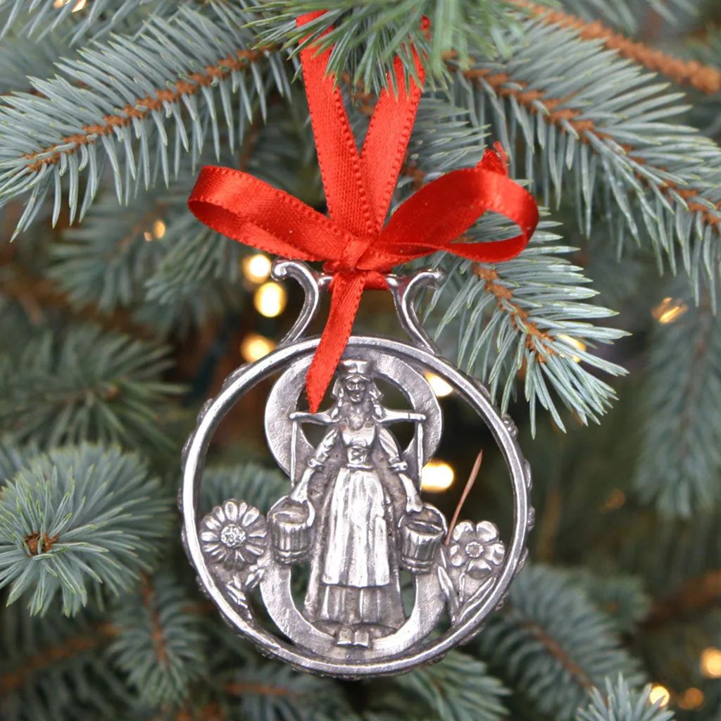 8th Day Of Christmas Tree Pewter Ornament Bauble Decoration