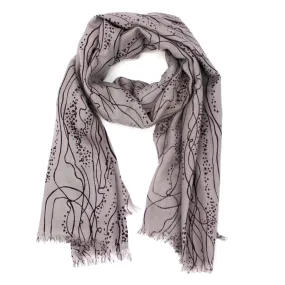 Abstract Print Wool Scarf - Brown