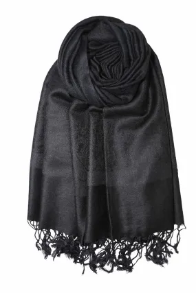 Achillea Black Jacquard Pashmina Scarf