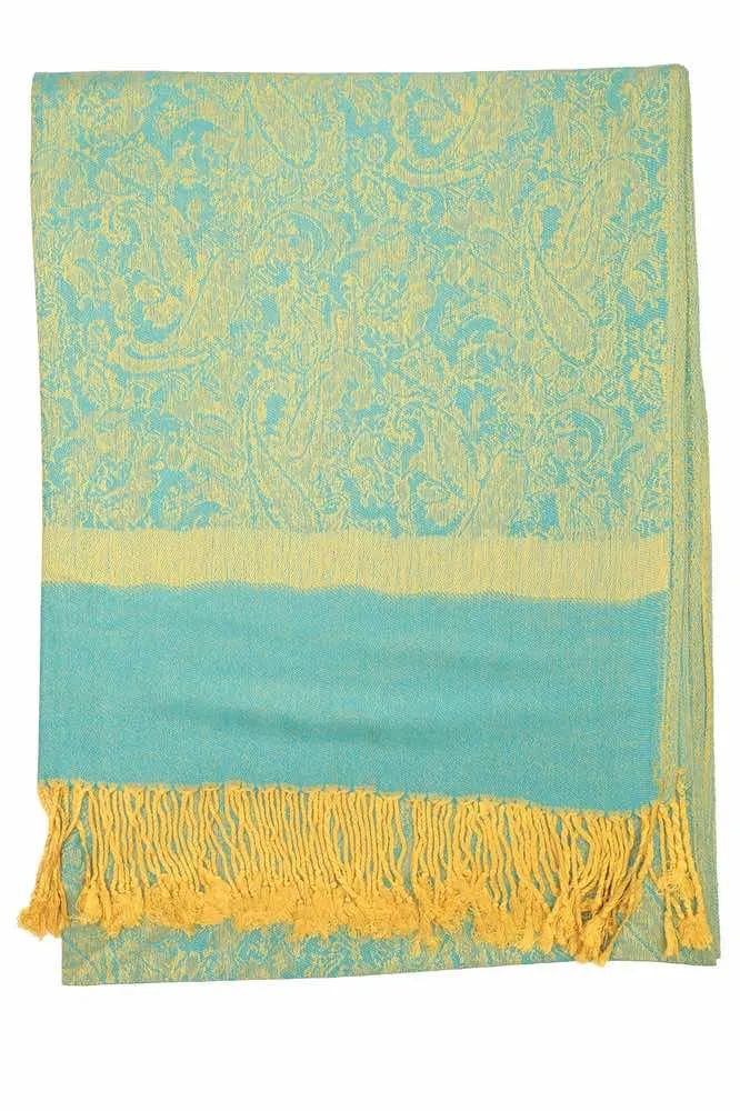 Achillea Blue Yellow Jacquard Pashmina Scarf