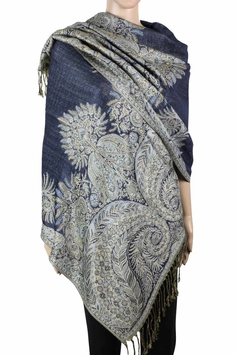 Achillea Double Layered Big Paisley Pashmina Shawl Wrap Scarf