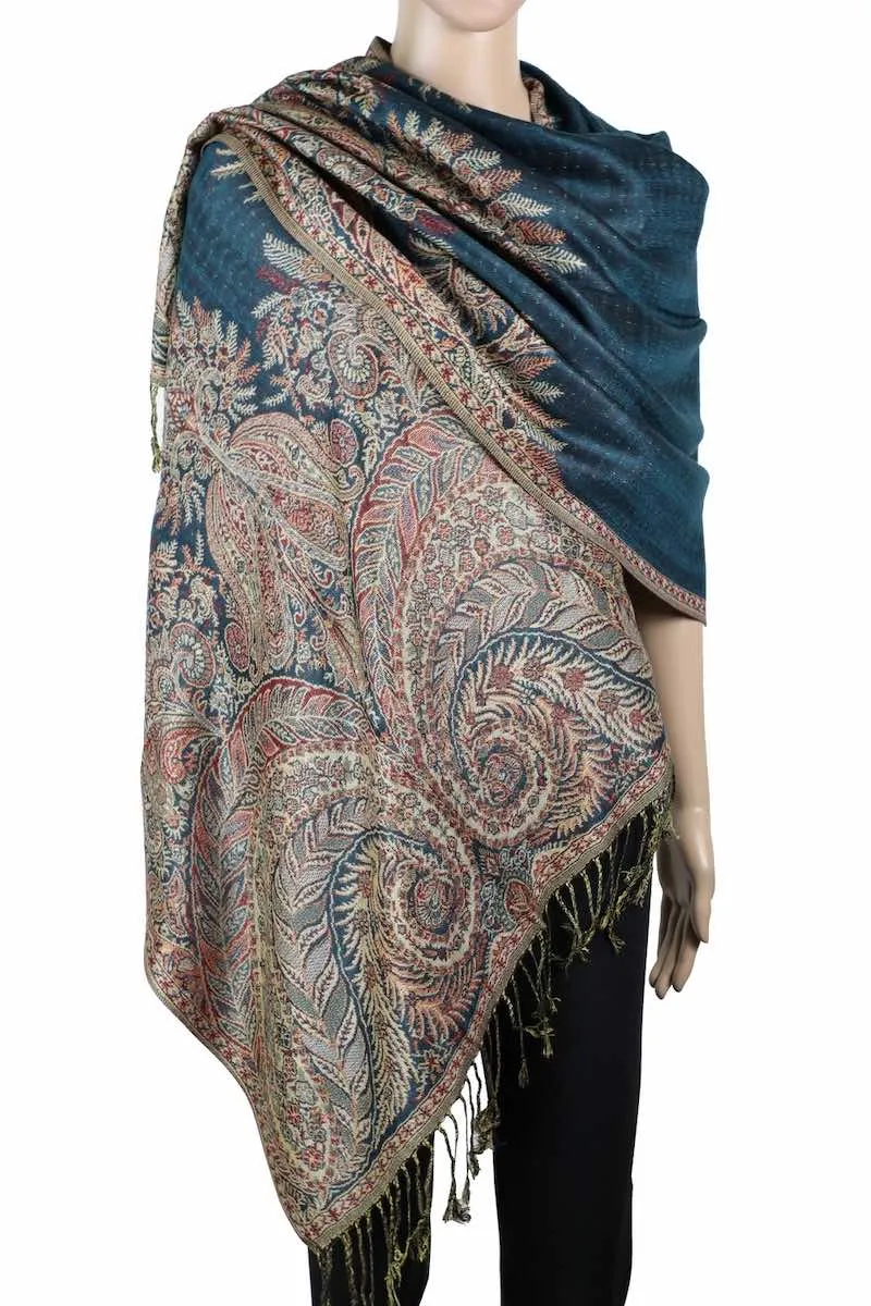 Achillea Double Layered Big Paisley Pashmina Shawl Wrap Scarf