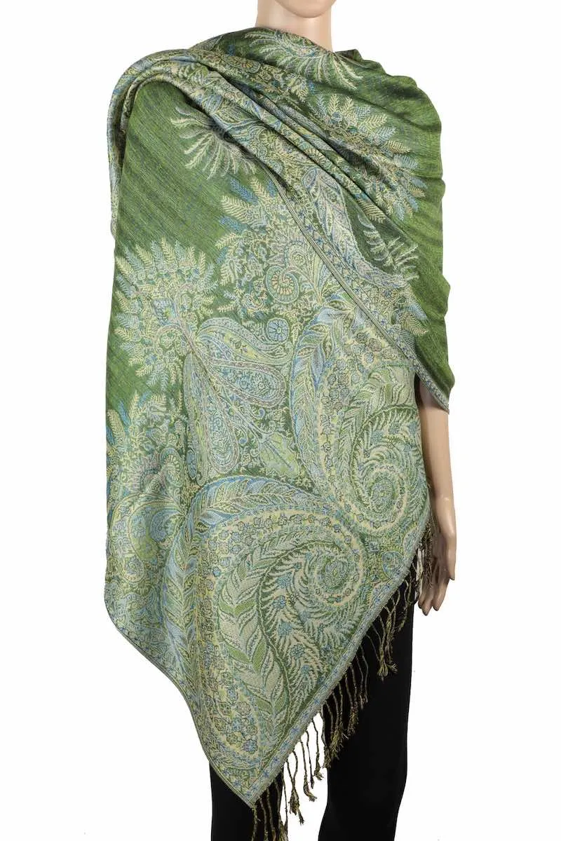 Achillea Double Layered Big Paisley Pashmina Shawl Wrap Scarf