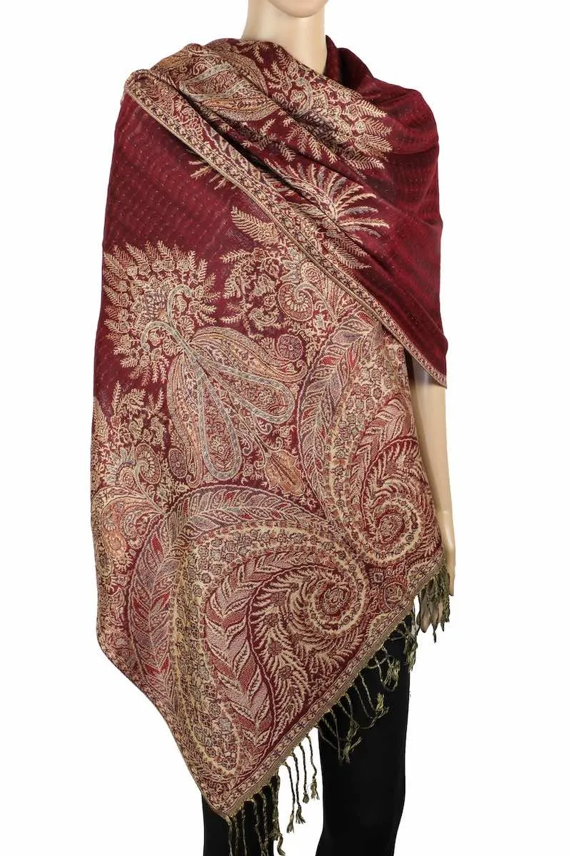 Achillea Double Layered Big Paisley Pashmina Shawl Wrap Scarf