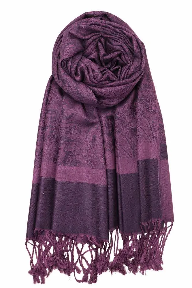 Achillea Grape Purple Jacquard Pashmina Scarf