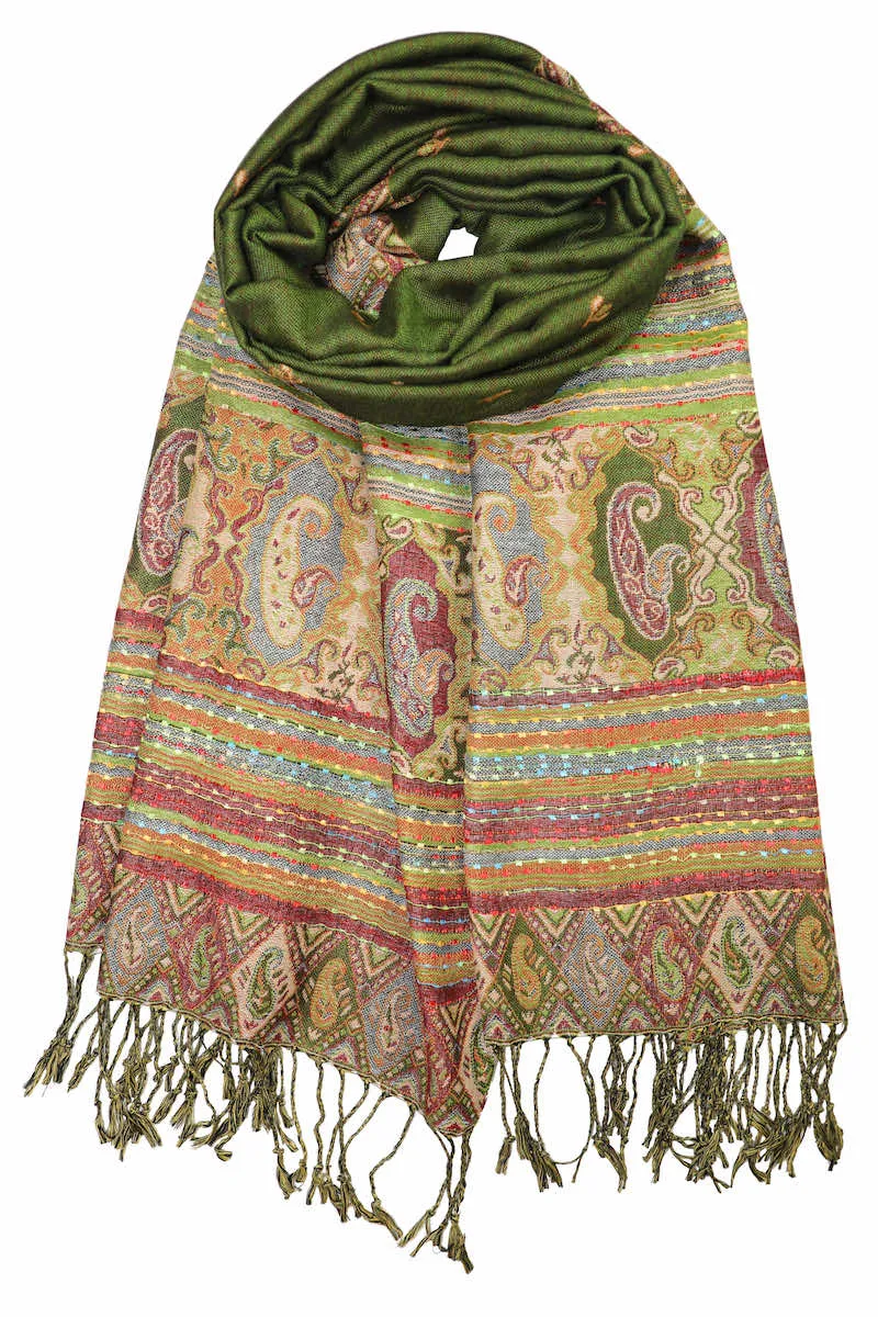 Achillea Green Bohemian Pashmina Shawl