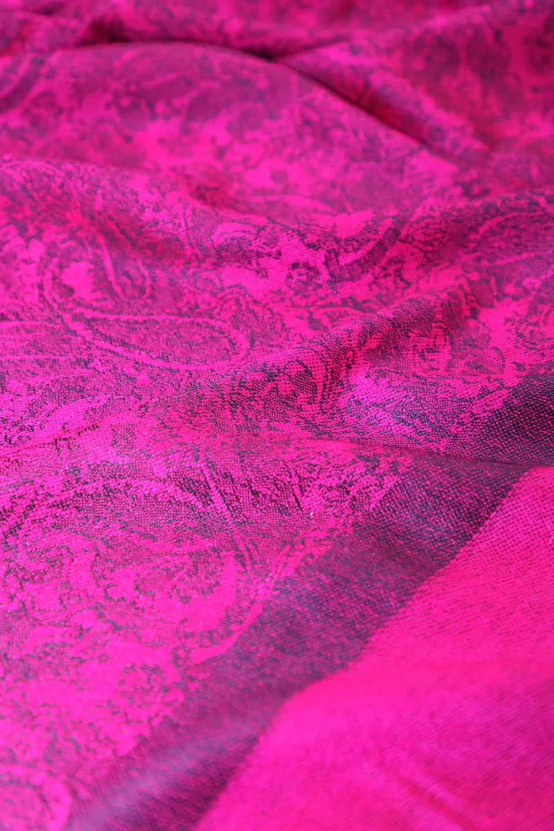 Achillea Magenta Black Jacquard Pashmina Scarf