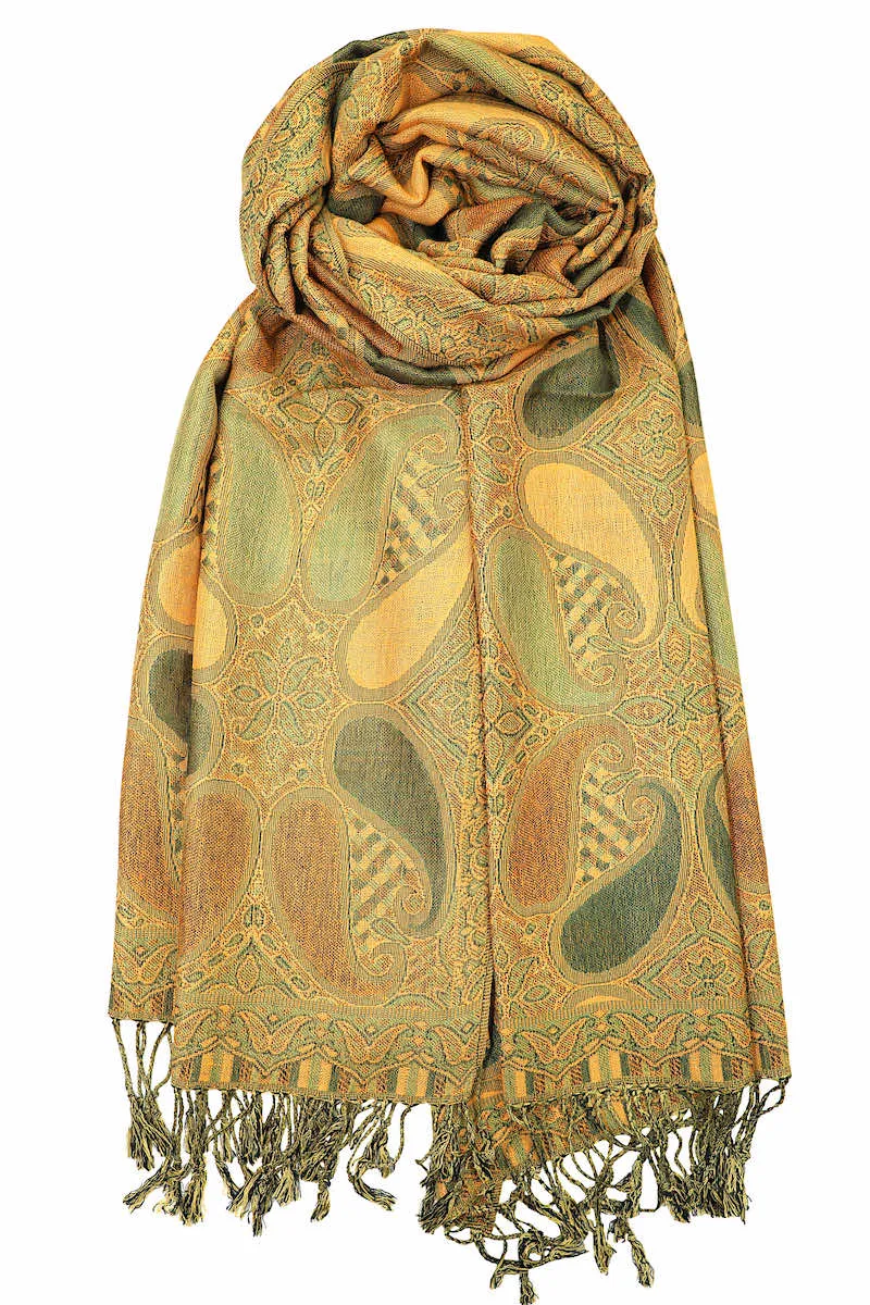 Achillea Multi Color Paisley Pashmina Double Layered Shawl Wrap Scarf