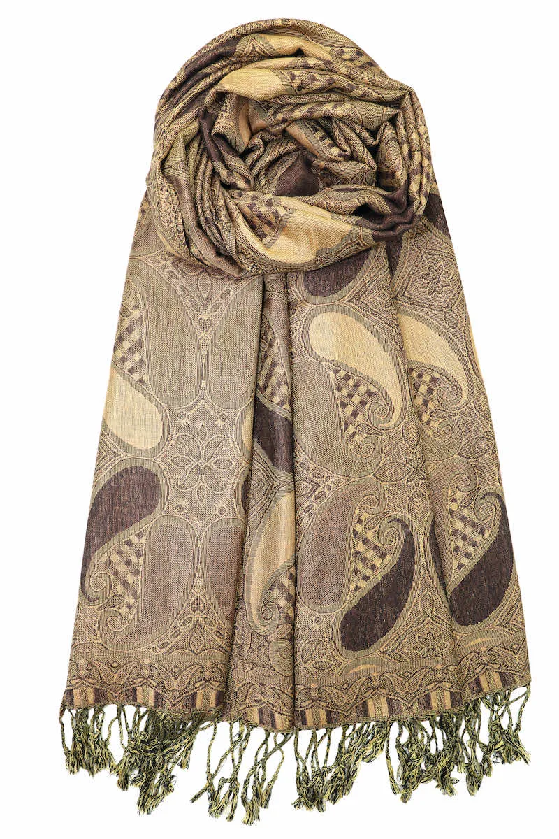 Achillea Multi Color Paisley Pashmina Double Layered Shawl Wrap Scarf