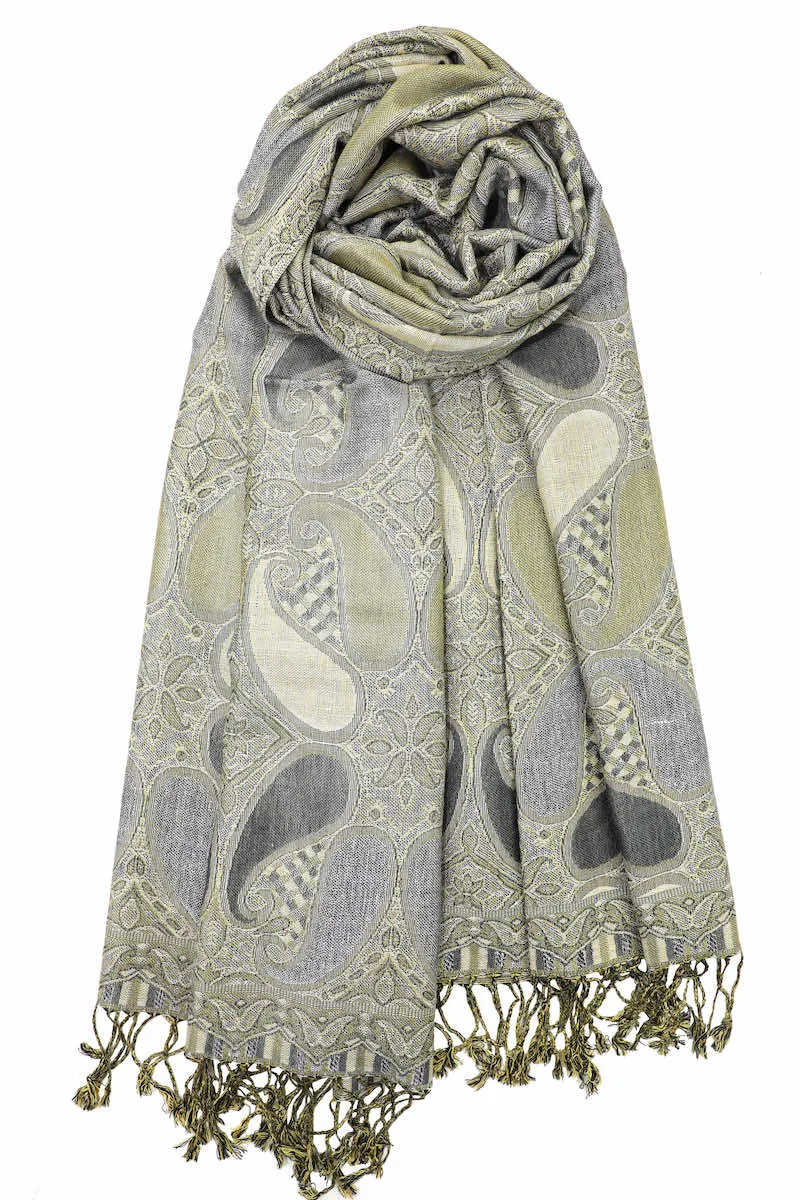 Achillea Multi Color Paisley Pashmina Double Layered Shawl Wrap Scarf