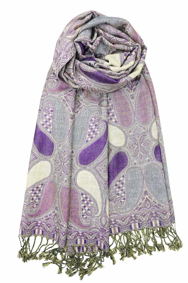 Achillea Multi Color Paisley Pashmina Double Layered Shawl Wrap Scarf