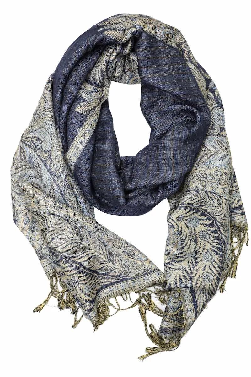 Achillea Navy Big Paisley Pashmina