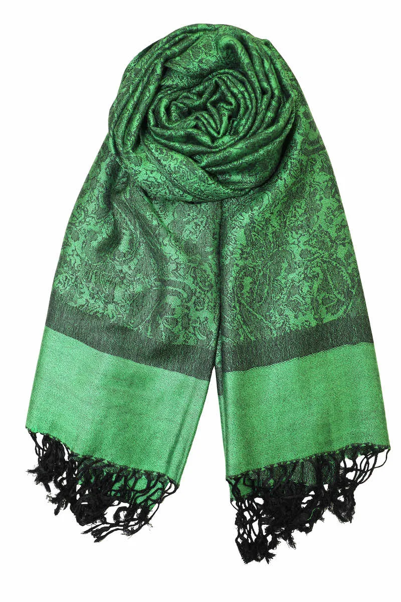 Achillea Two Tone Vintage Jacquard Paisley Pashmina Scarf