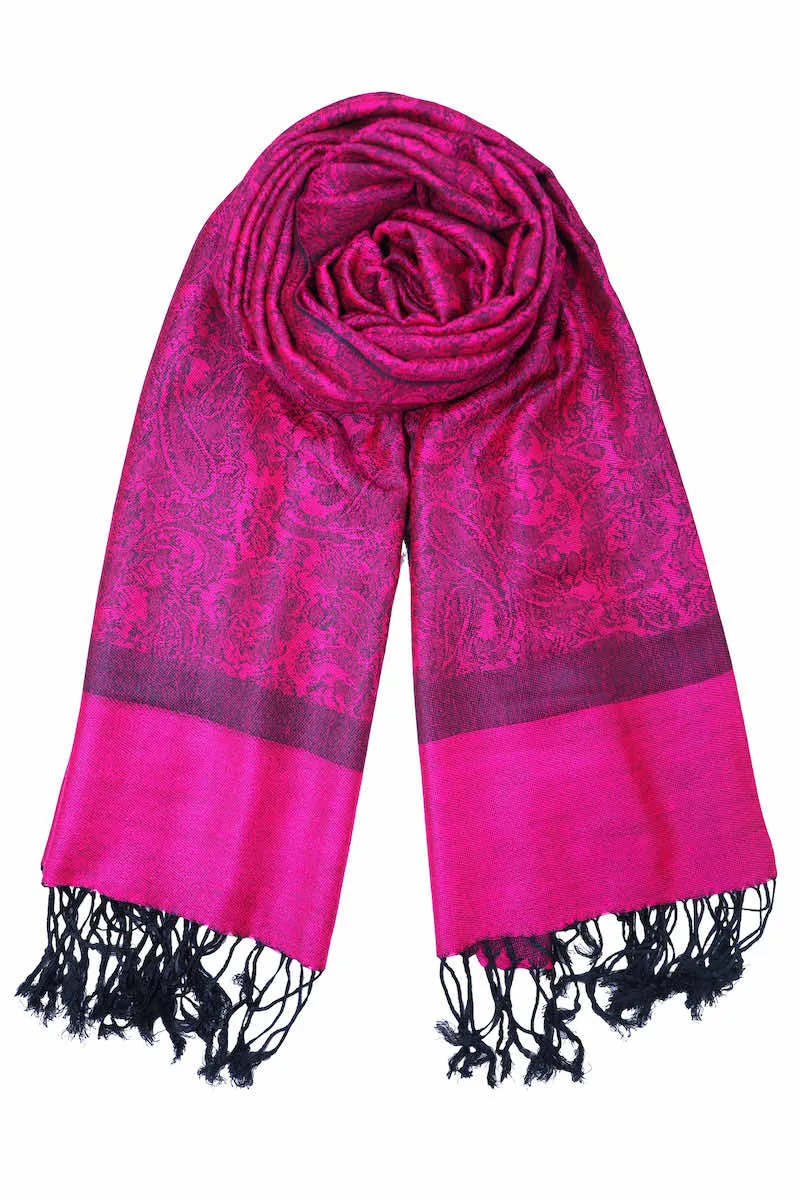 Achillea Two Tone Vintage Jacquard Paisley Pashmina Scarf