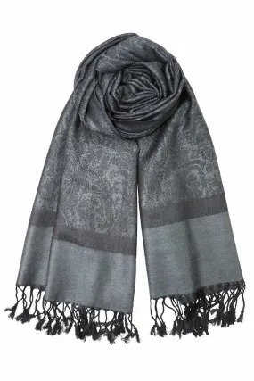 Achillea Two Tone Vintage Jacquard Paisley Pashmina Scarf