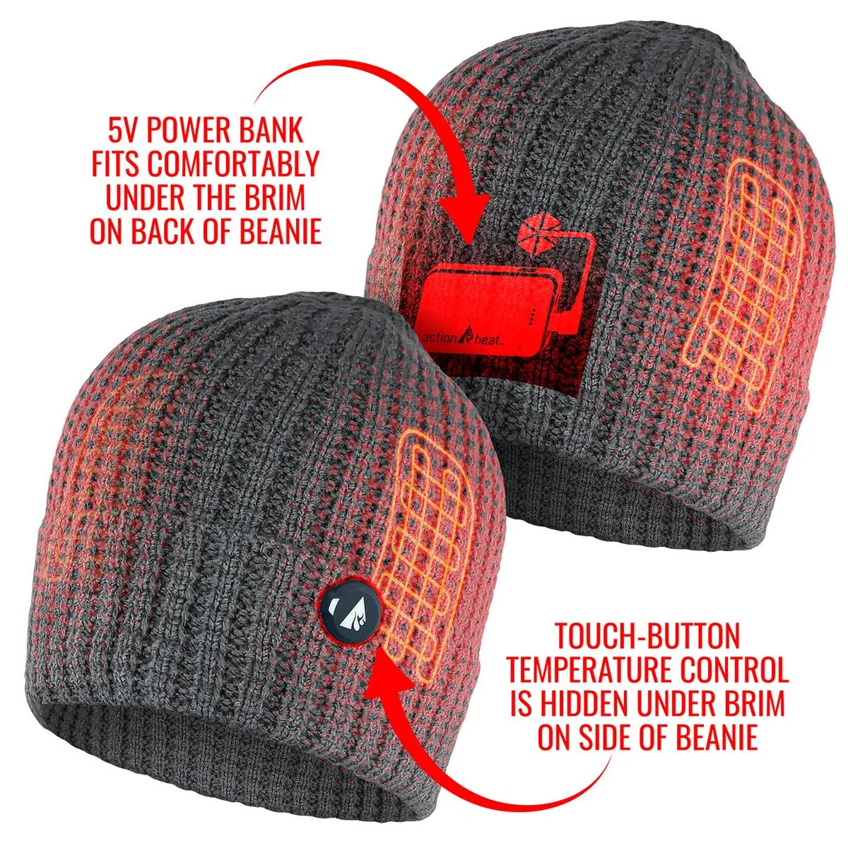 ActionHeat 5V Battery Heated Waffle Knit Hat