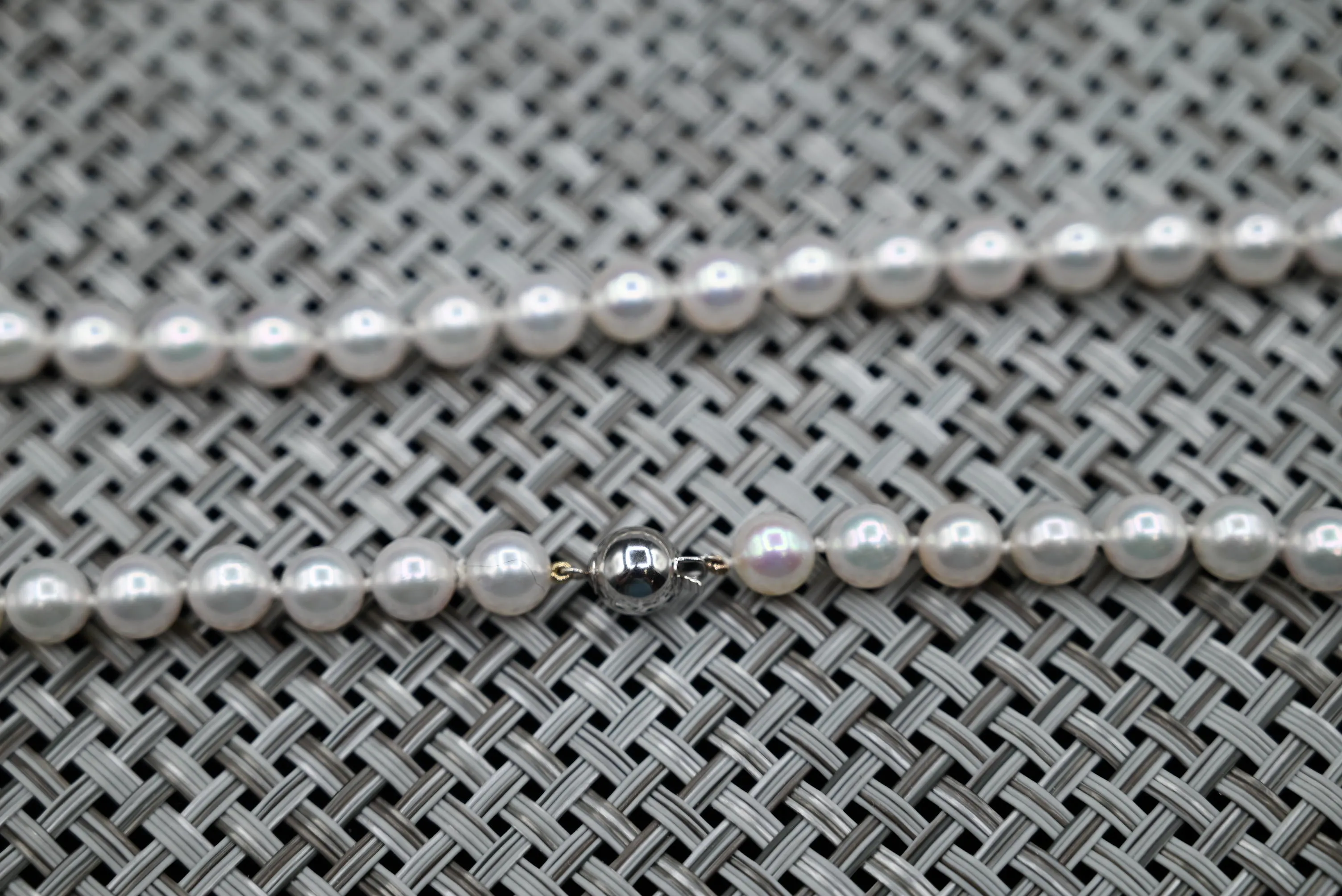 Akoya Cultured White Pearl Necklace with 14k White Gold Clasp