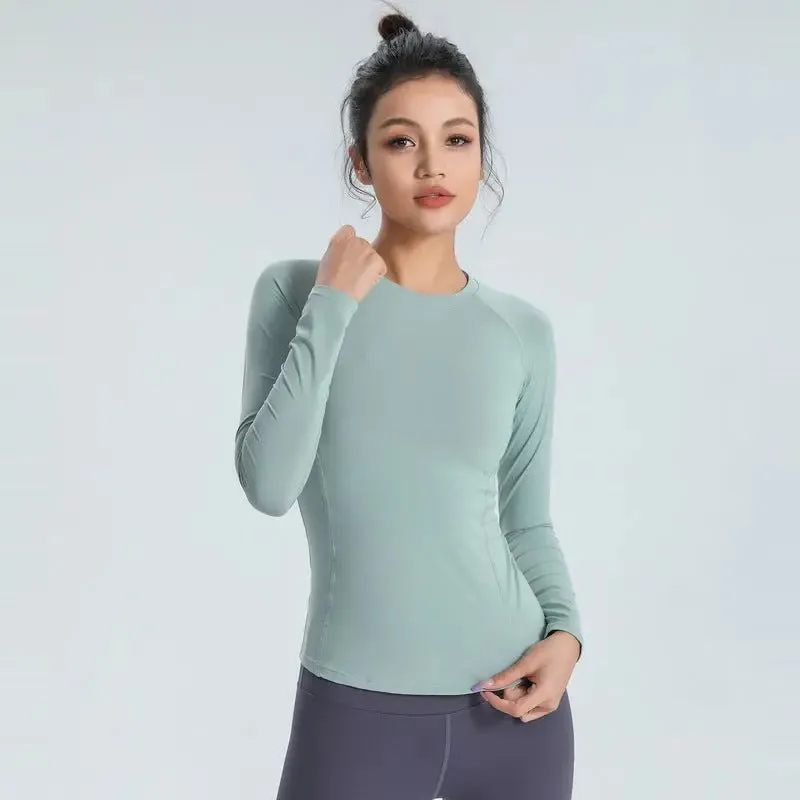 ALO yoga top cross-border slim slim skin-skin breathable elastic long-sleeved T-shirt sports running training fitness clothes