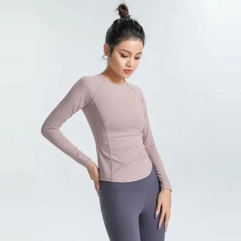 ALO yoga top cross-border slim slim skin-skin breathable elastic long-sleeved T-shirt sports running training fitness clothes