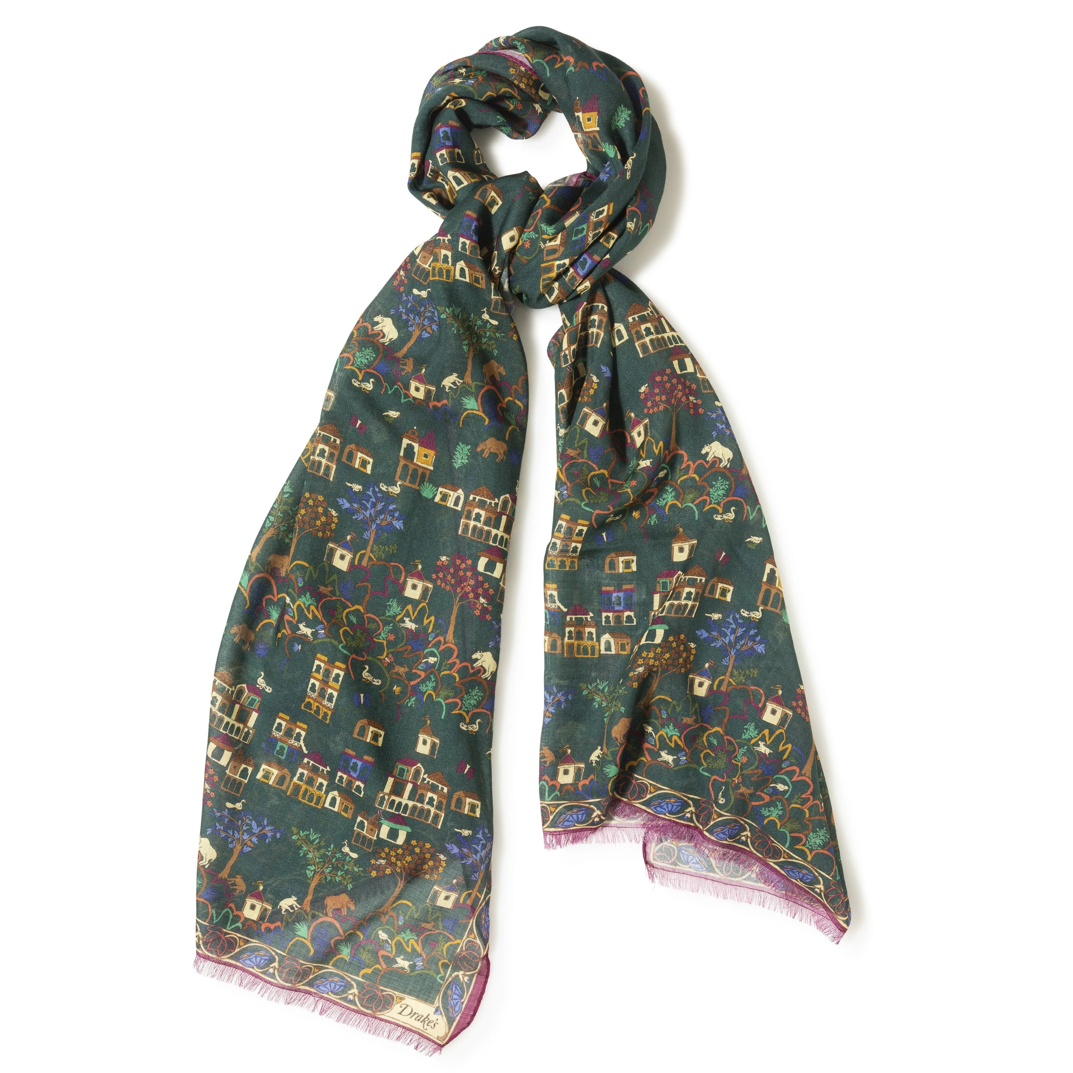 Antique Village Print Scarf