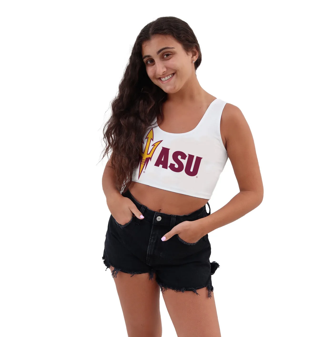 Arizona State ASU White Crop Tank Top