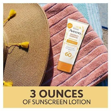 Aveeno Sunscreen Protect   Hydrate Broad Spectrum Body Lotion SPF60 - 3 Oz