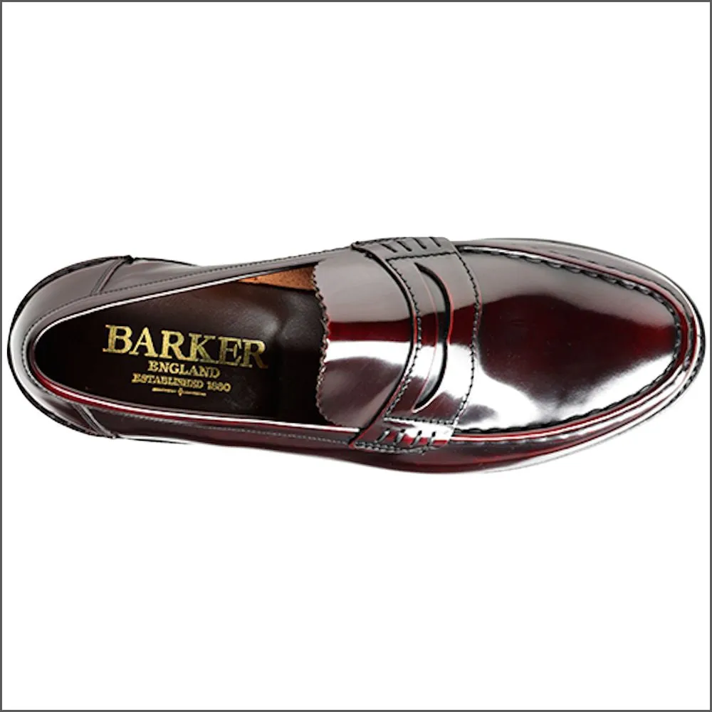 Barker Caruso Burgundy Hi-Shine Penny Loafer--