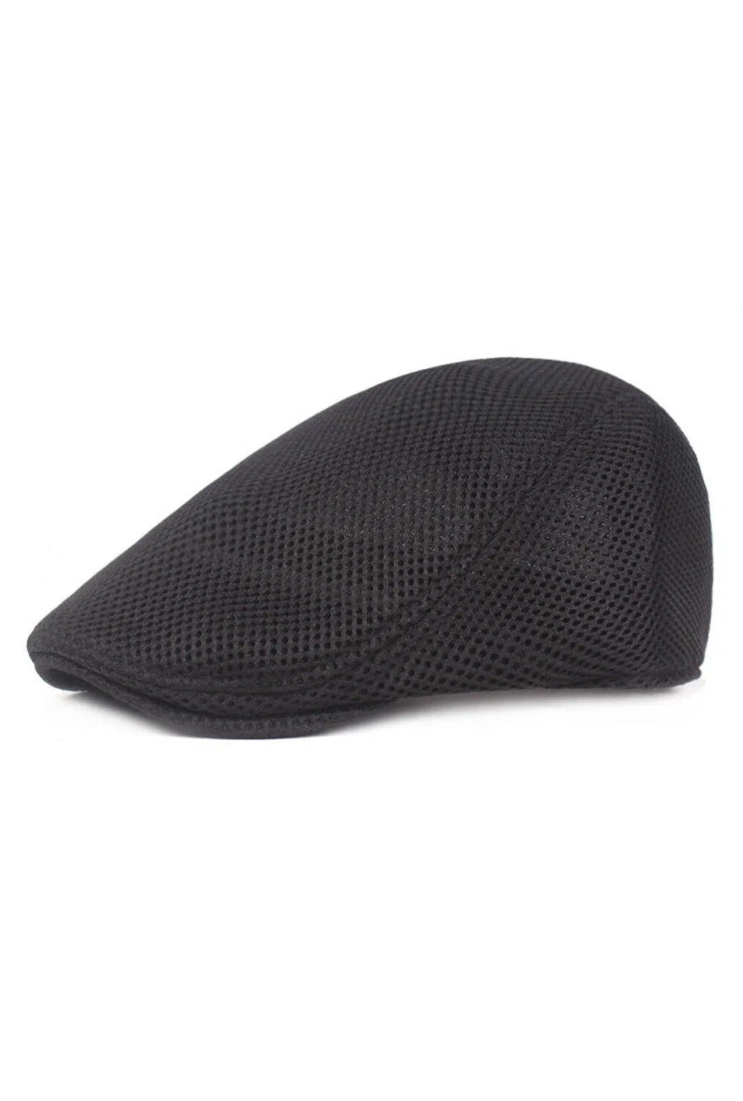 Black Mesh Flat Cap