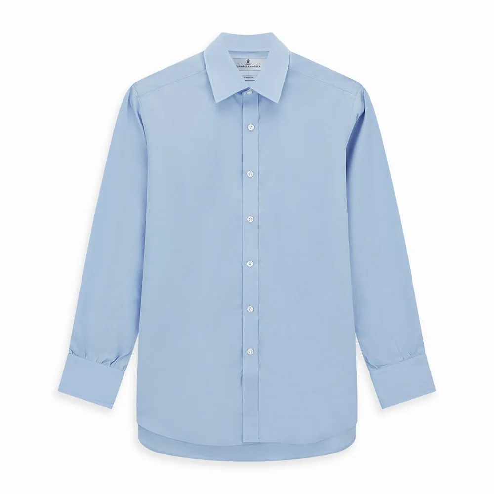 Blue Cotton Shirt with T&A Collar and 3-Button Cuffs