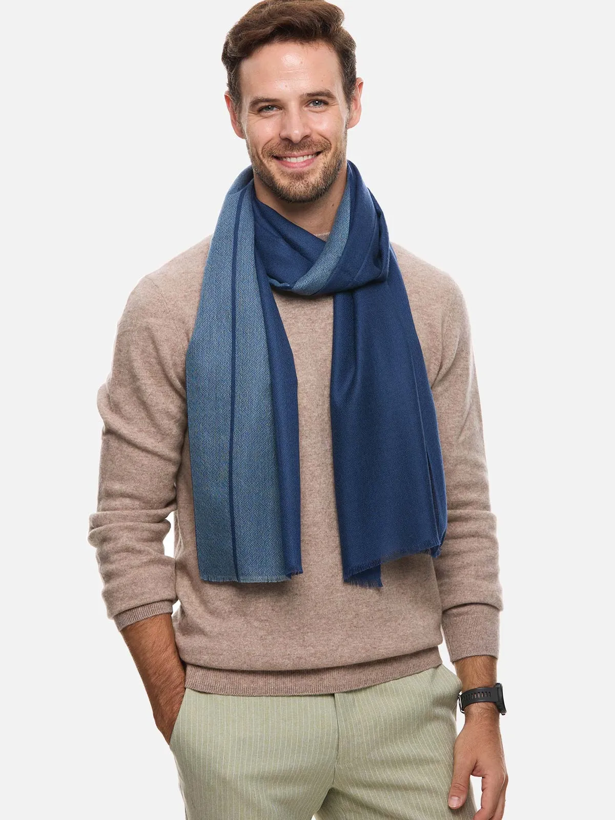 Blue Diamond Mens Cashmere Scarf