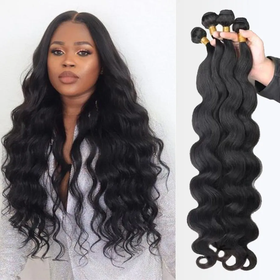 Body Wave bundles human hair Brazilian Natural Black Hair Weave 4 Remy Human hair bundles Deals for Black Women Hair Extensions