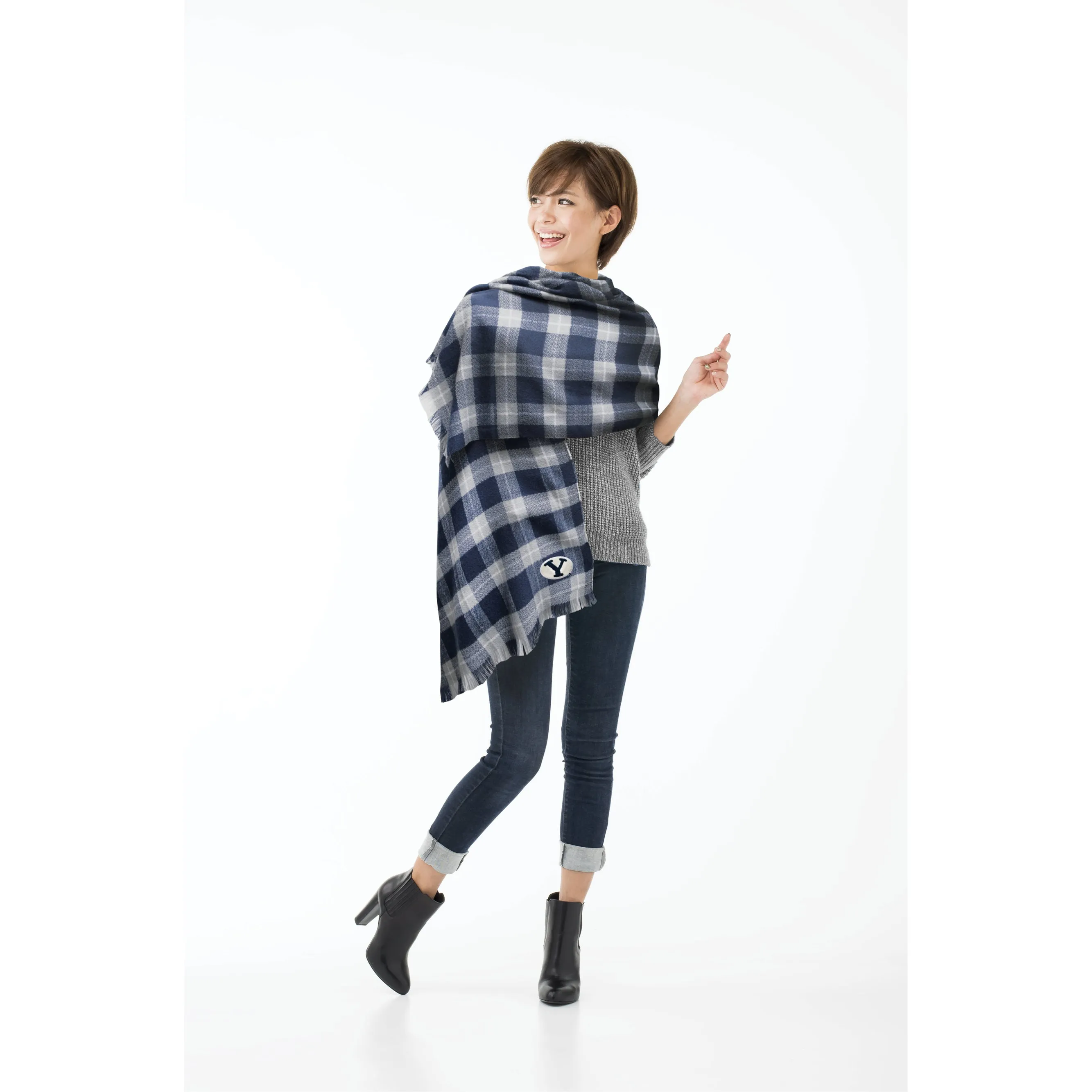 Brigham Young University Plaid Blanket Scarf