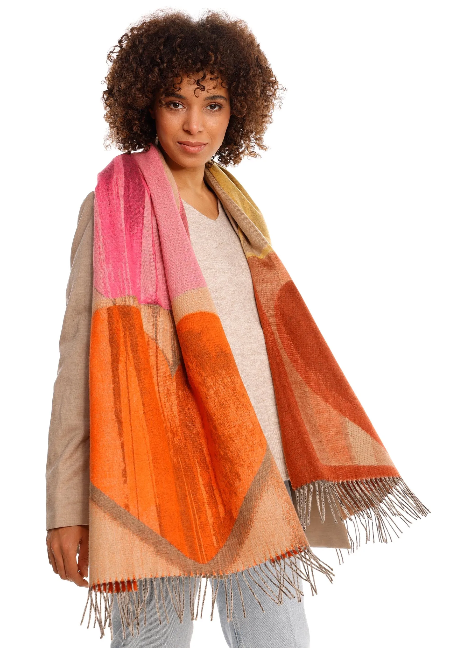 Brushstroke Hearts Oversized Cashmink Scarf