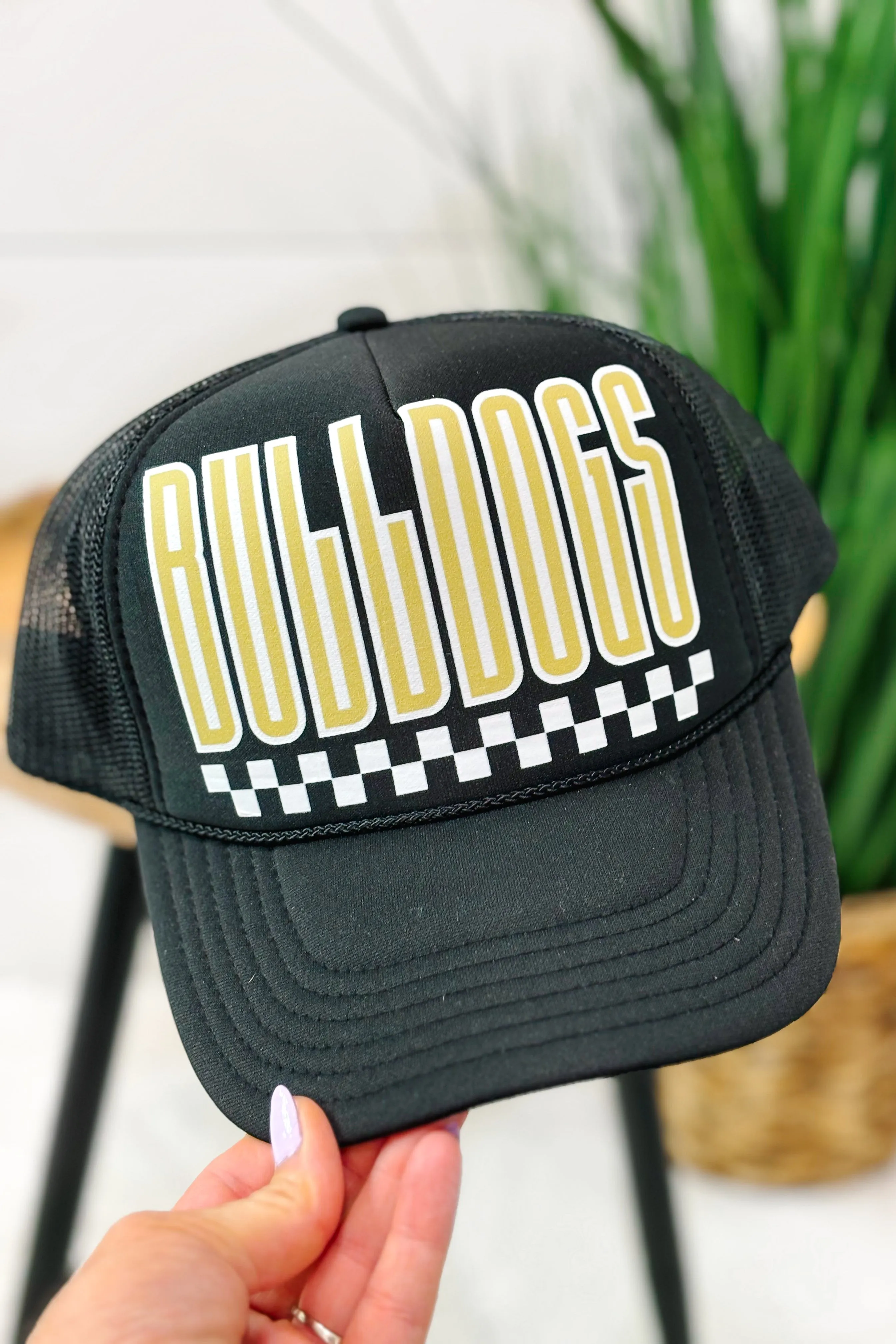 Bulldogs Checkered Trucker Hat