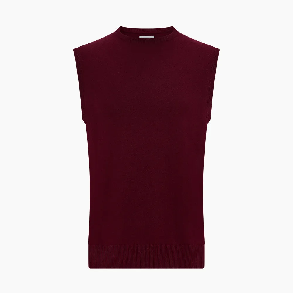 Burgundy Cashmere Round Neck Vest