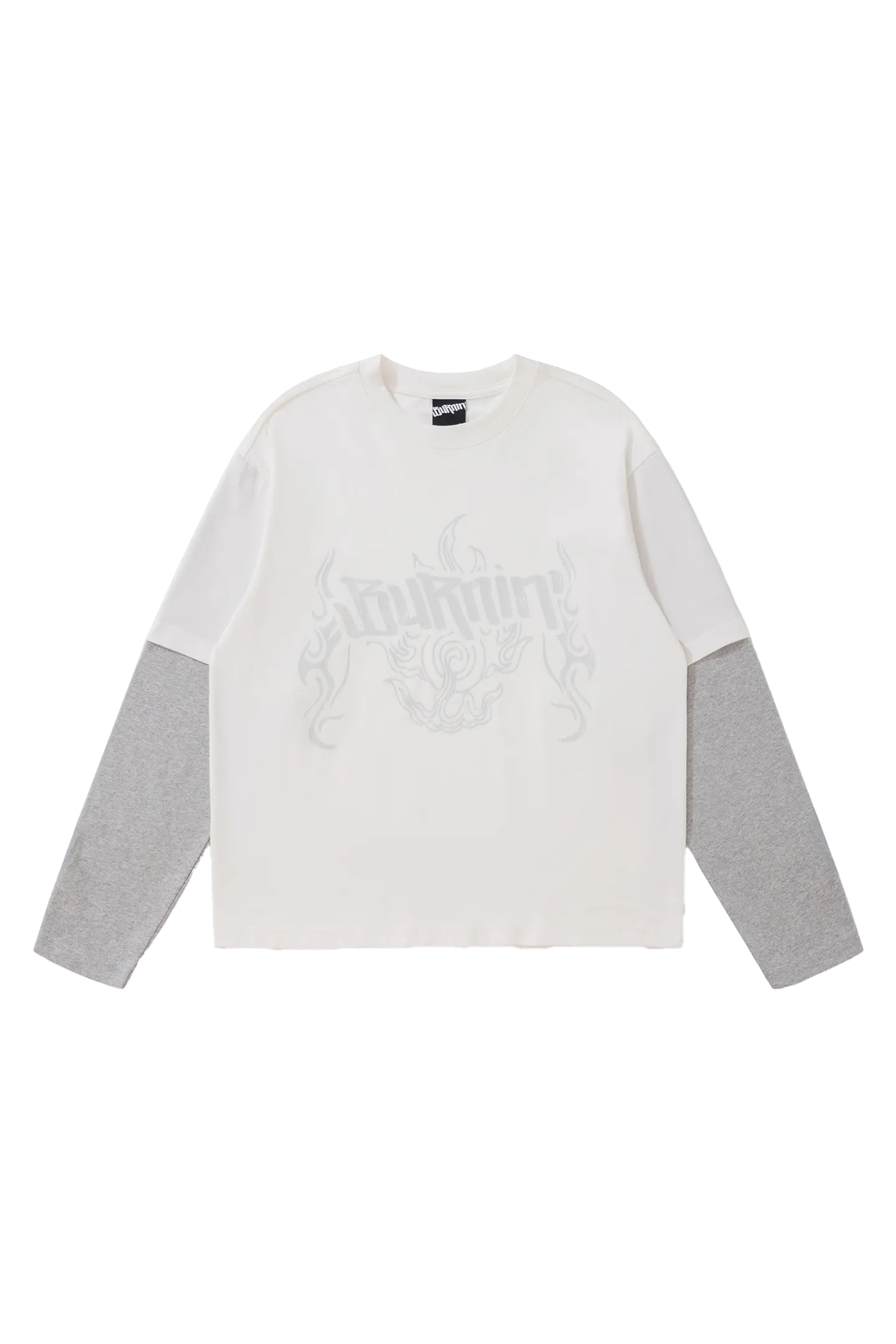 BURNIN* “97’series” worn fire pattern fake two-piece T-shirt