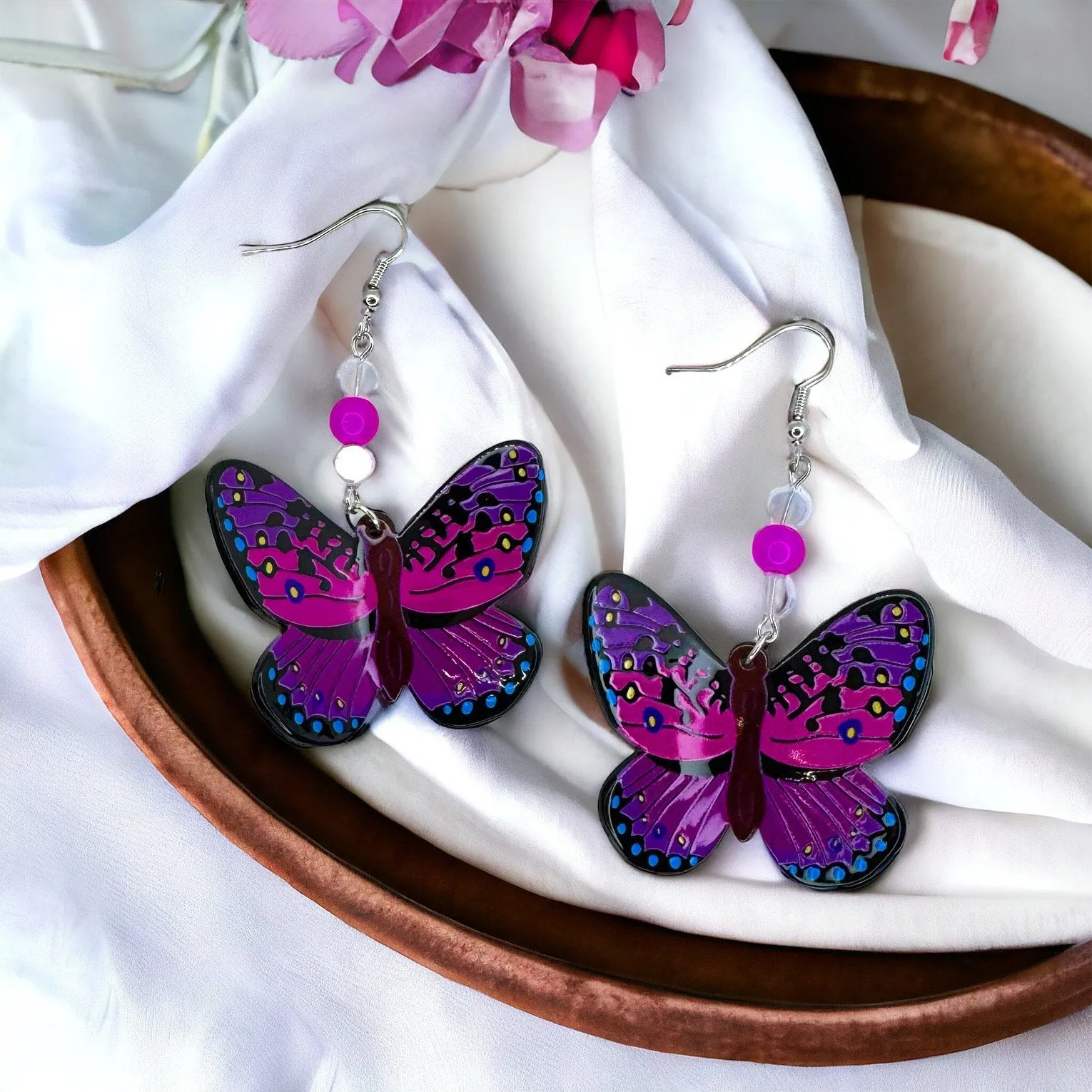 Butterfly Earrings - Easter Earrings, Handmade Earrings, Butterfly Jewelry, Butterfly Accessories,  Easter Accessories, Monarch Butterfly