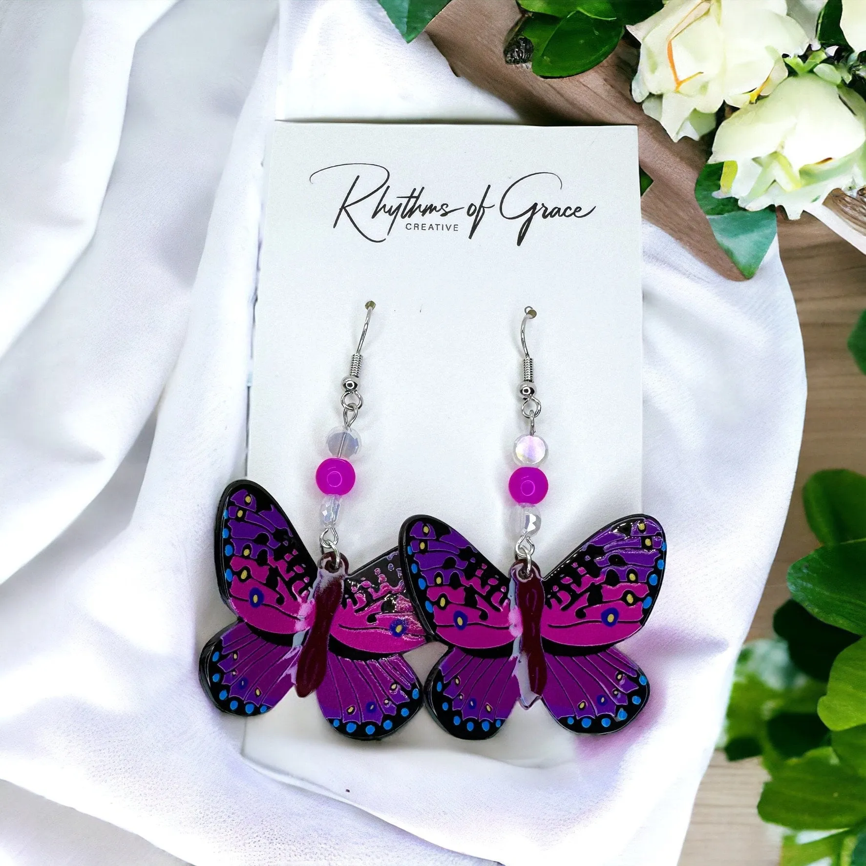 Butterfly Earrings - Easter Earrings, Handmade Earrings, Butterfly Jewelry, Butterfly Accessories,  Easter Accessories, Monarch Butterfly