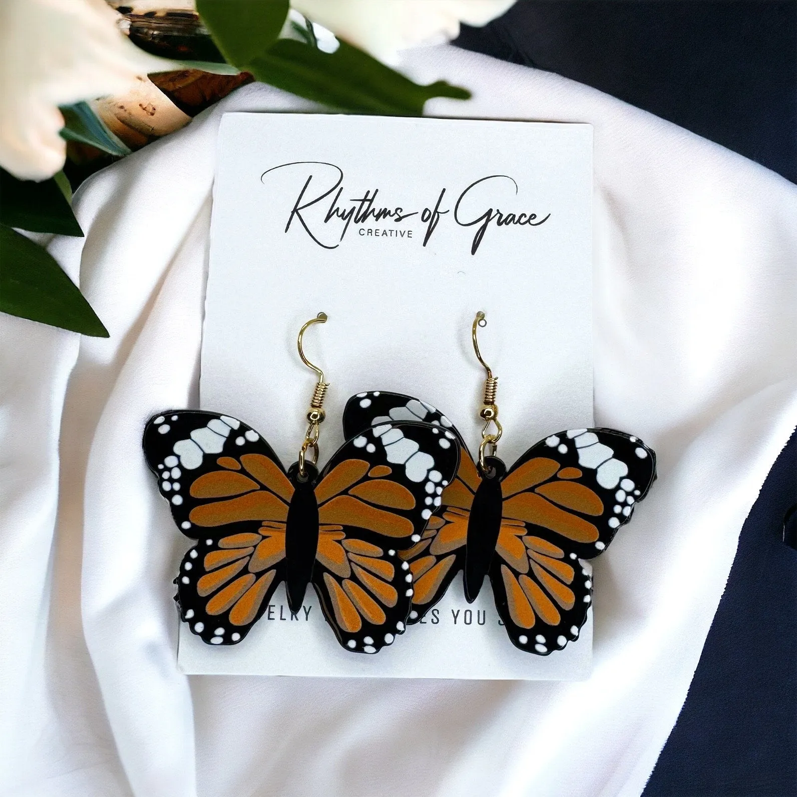 Butterfly Earrings - Easter Earrings, Handmade Earrings, Butterfly Jewelry, Butterfly Accessories,  Easter Accessories, Monarch Butterfly