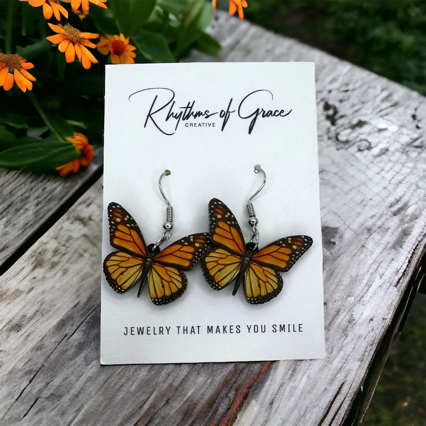 Butterfly Earrings - Easter Earrings, Handmade Earrings, Butterfly Jewelry, Butterfly Accessories,  Easter Accessories, Monarch Butterfly